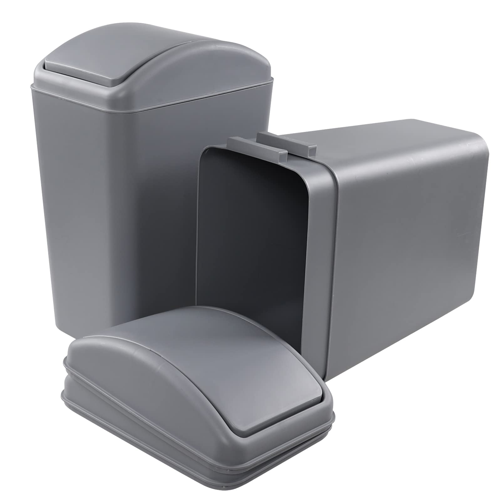 3 Pack 4.5 Gallon Plastic Garbage Can with Swing Lid (3 Count)