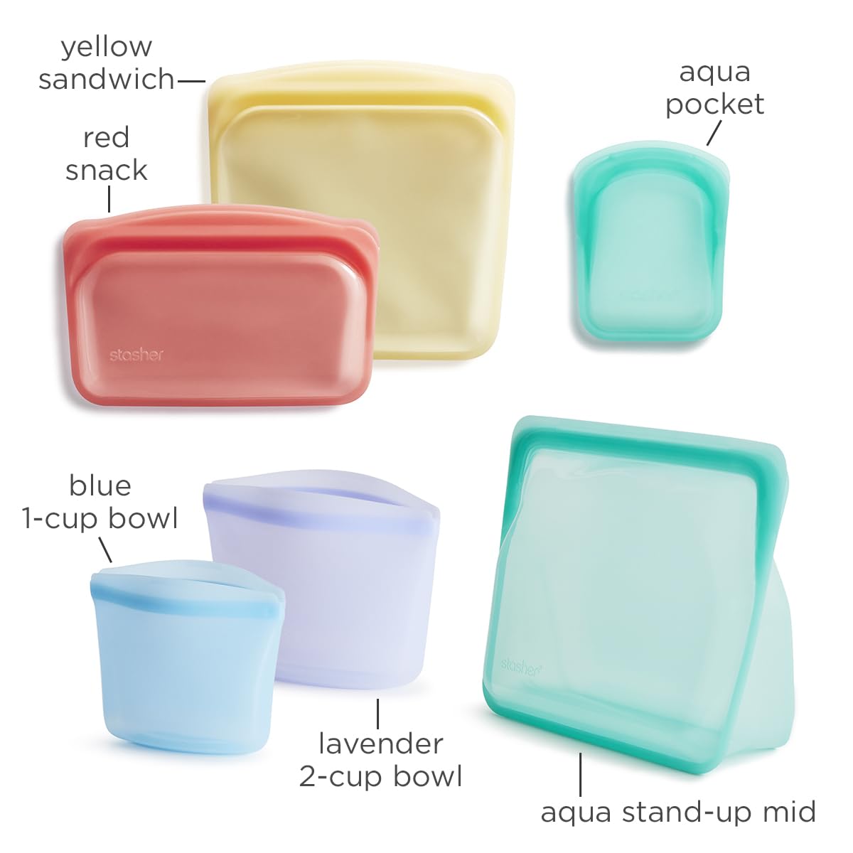Premium Reusable Silicone Food Storage Bags (6 Count)