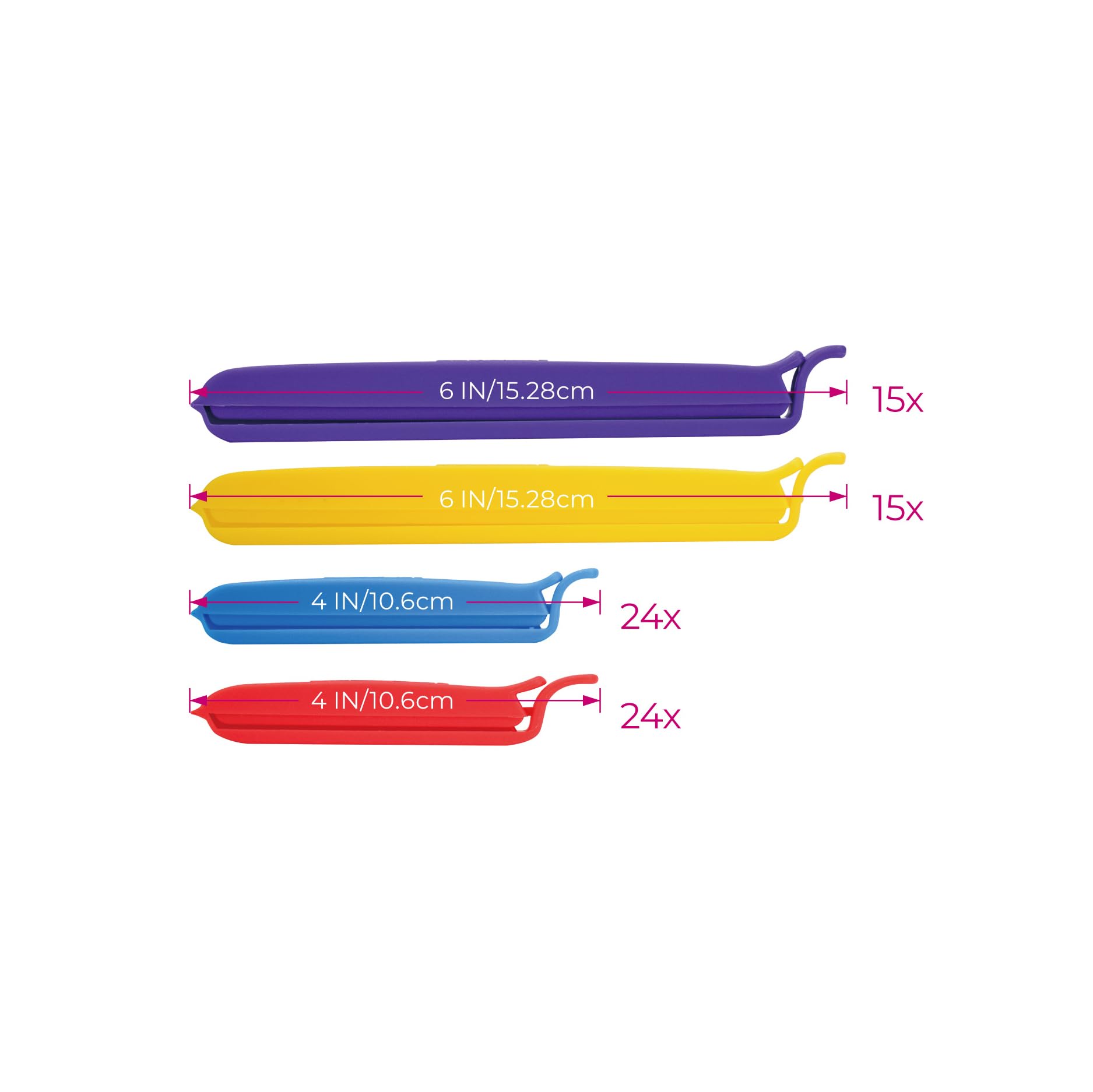 Chip Bag Clips 4inch and 6inch Multicolor 78 Pack (78 Count)