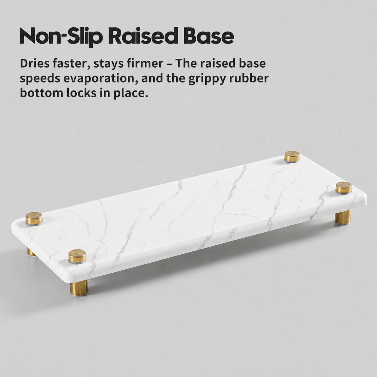 White Marble Pattern Style Water Absorbing Stone Sink Caddy