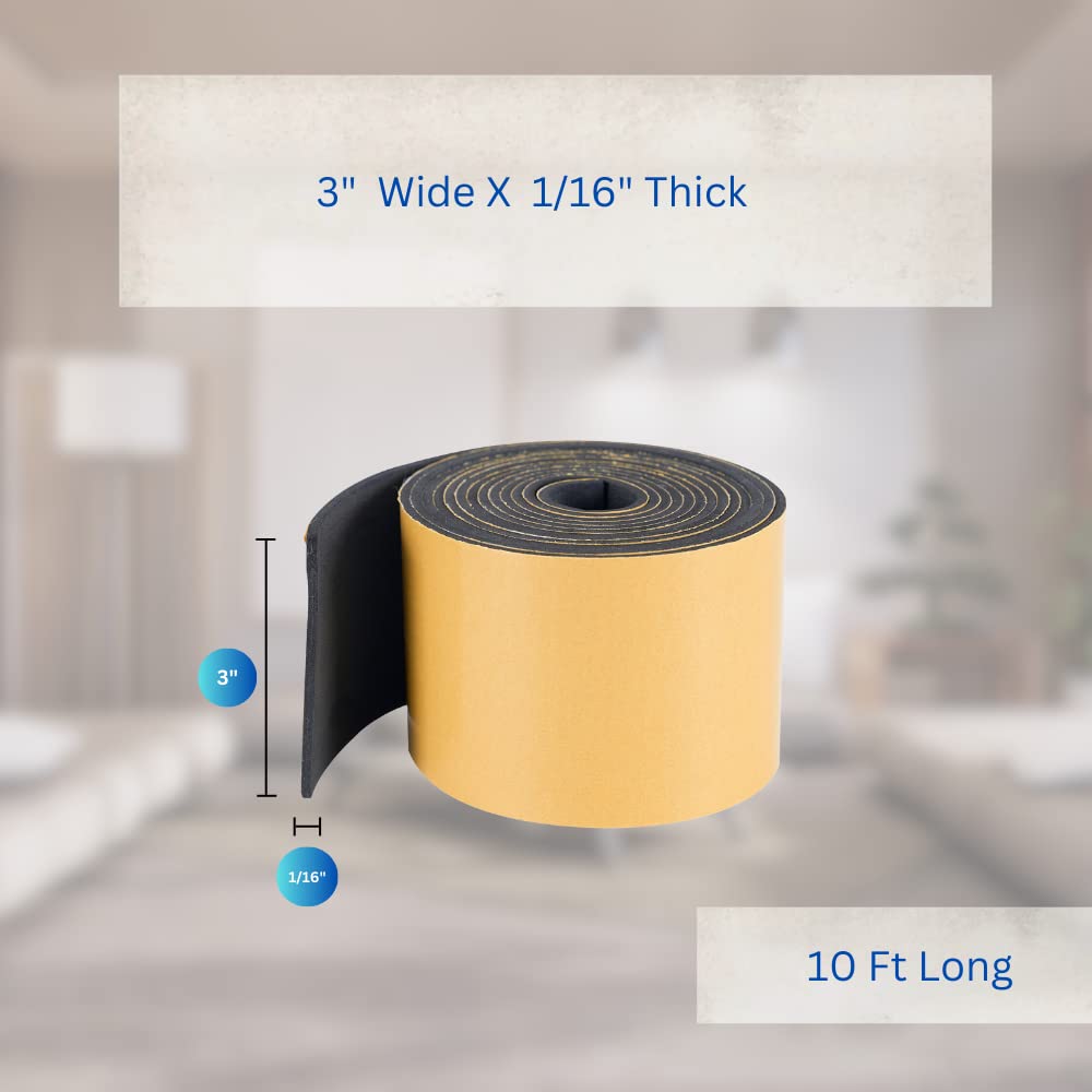 High Density Foam Weather Stripping Door Seal Strip Insulation Tape Roll for Insulating Door Frame (10 Foot)
