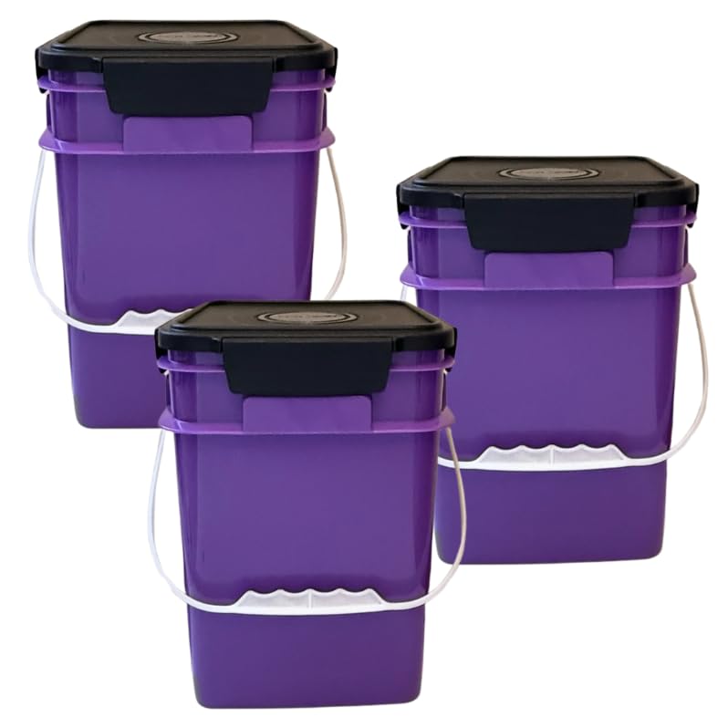 4 Gallon Square Food Grade Bucket Pail with Plastic Handles and Lid