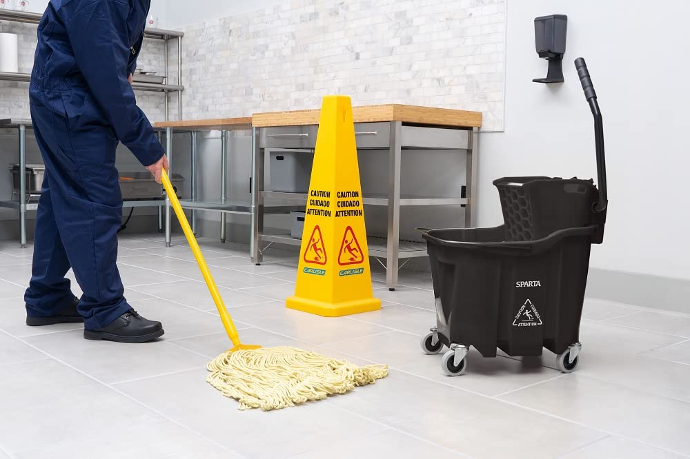 Carlisle FoodService Products Omnifit Mop Bucket with Side Press Wringer for Floor Cleaning