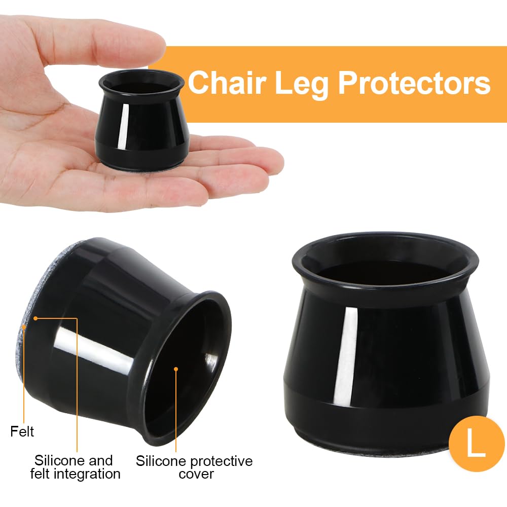 32 Pcs Chair Leg Floor Protectors for Hardwood Floors Black (32 Count)