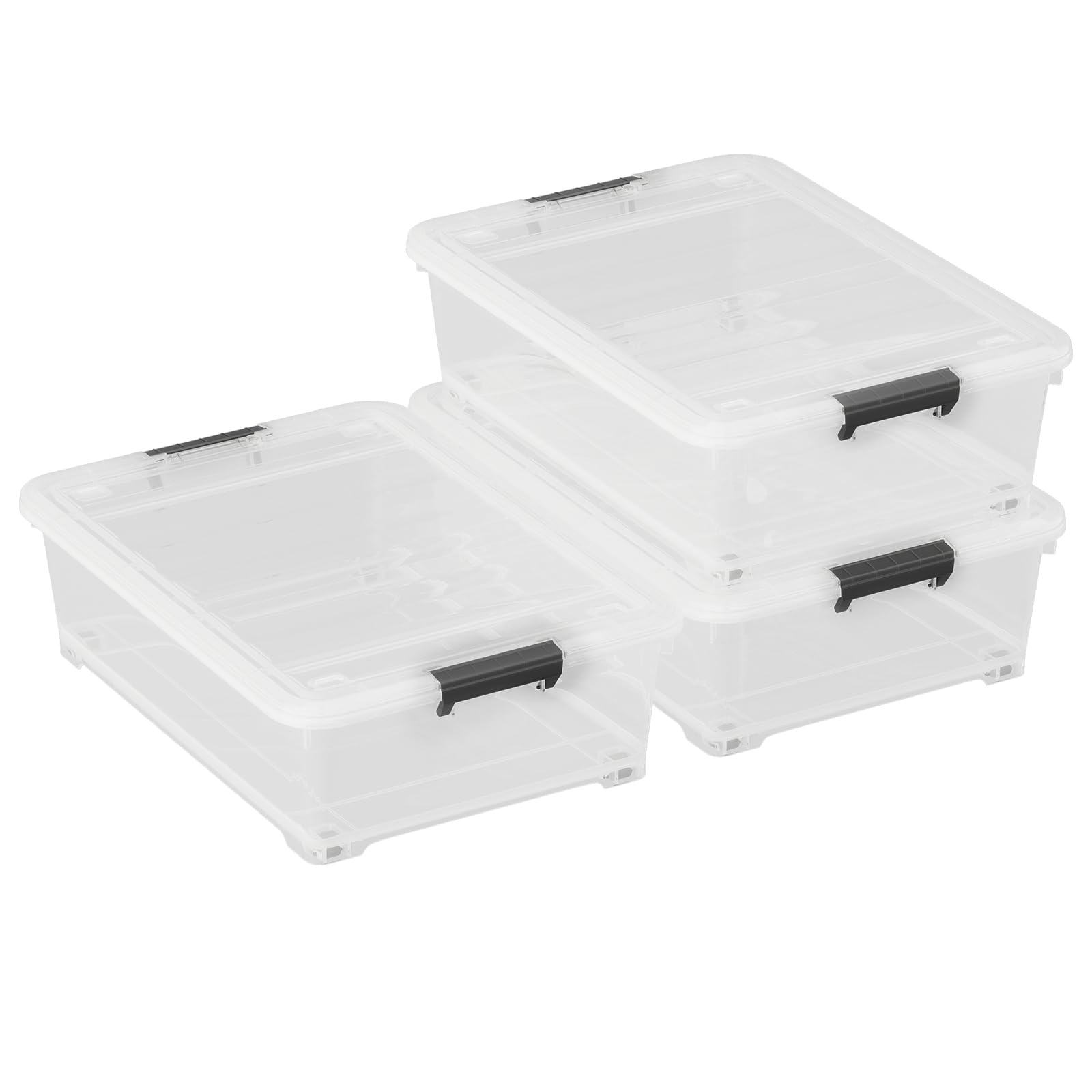 3 Pack 25 Qt Plastic Under Bed Storage Bin with Secure Lids (3 Count)