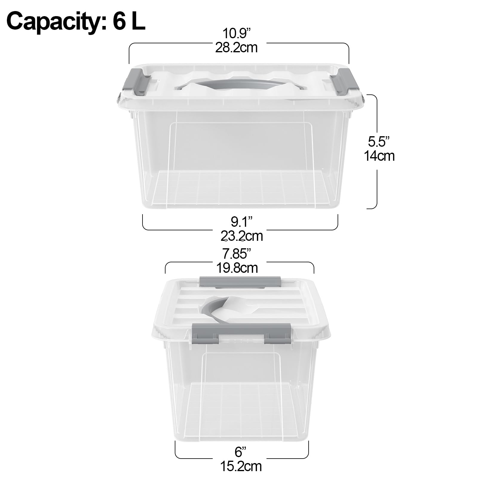 6L Clear Storage Latch Bins (6 Count)