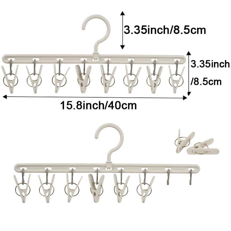 Clothes Hanger 2 Pack with 8 Clips (2 Count)