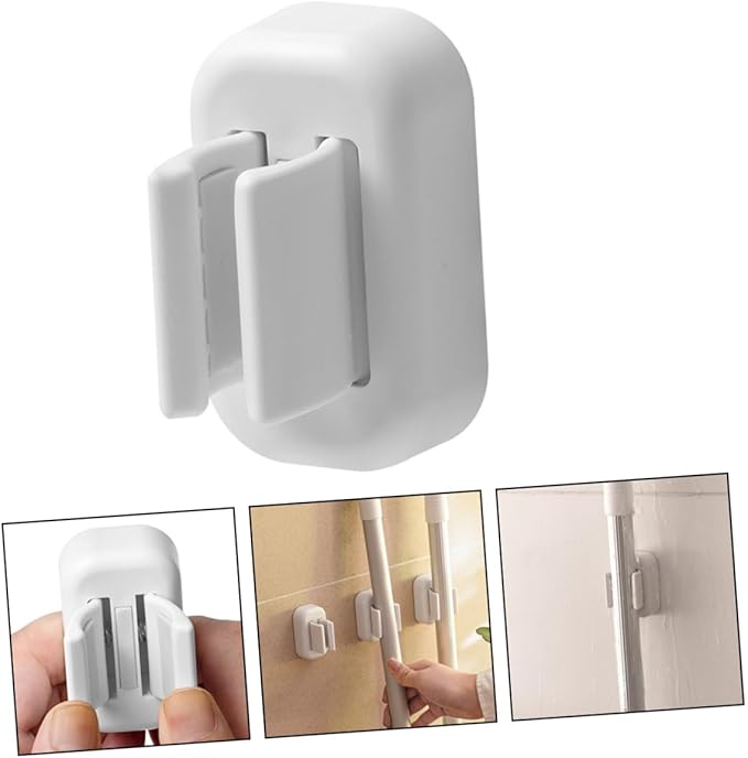 Bathroom Mop Holder Wall Mount Broom Organizer Adhesive Hooks for Home