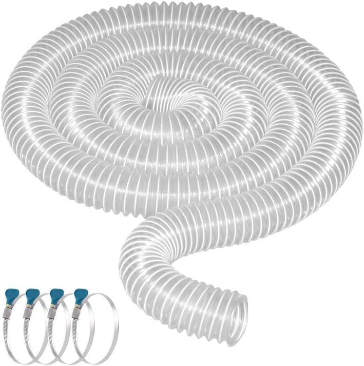 2-1/2"x10' PVC Dust Collection Hose with 4 Stainless Clamps for Woodworking