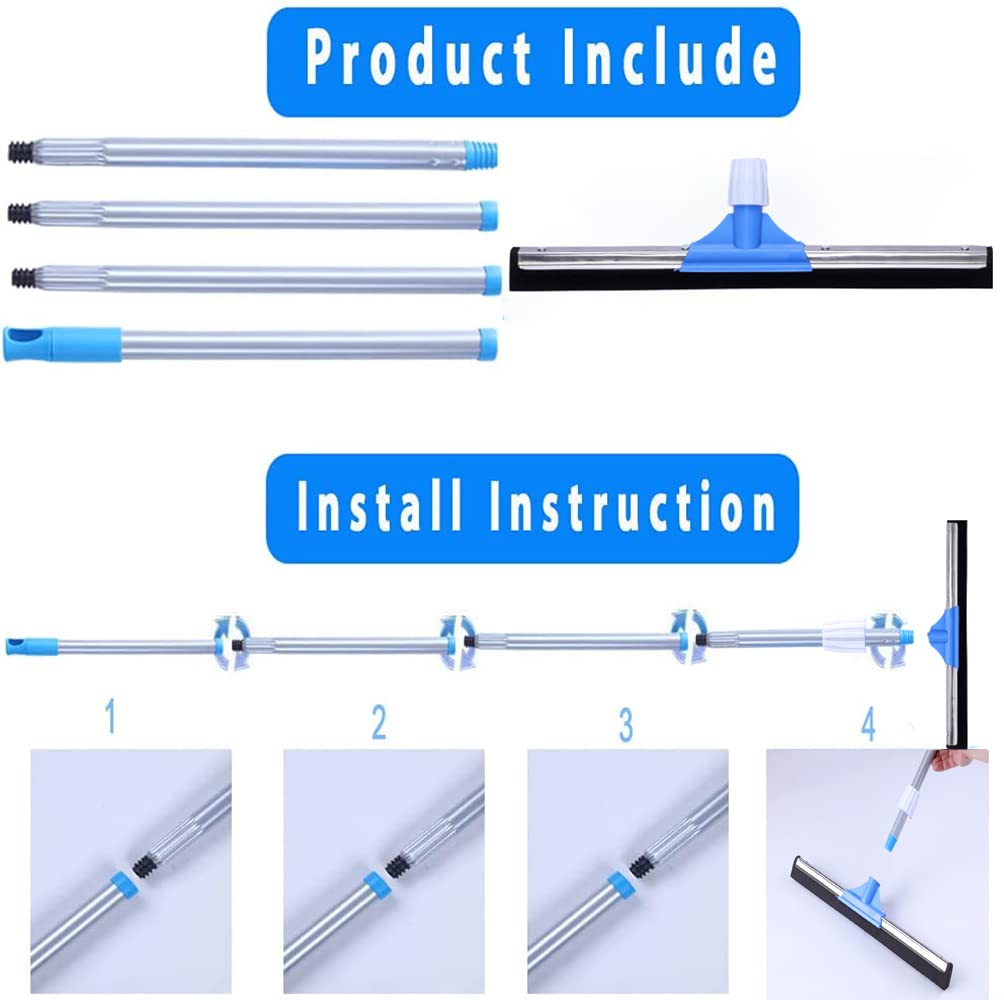 Floor Squeegee for Concrete and Tile Floor with 50" Long Handle