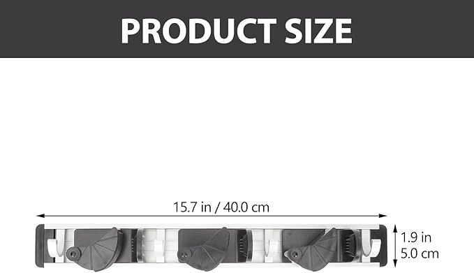 Gadpiparty Space Aluminum Mop Hanger Wall Mounted Nail-free Mop Rack with 4 Hooks Black, Broom Holder and Cleaning Supplies Organizer for Home and Garage Storage
