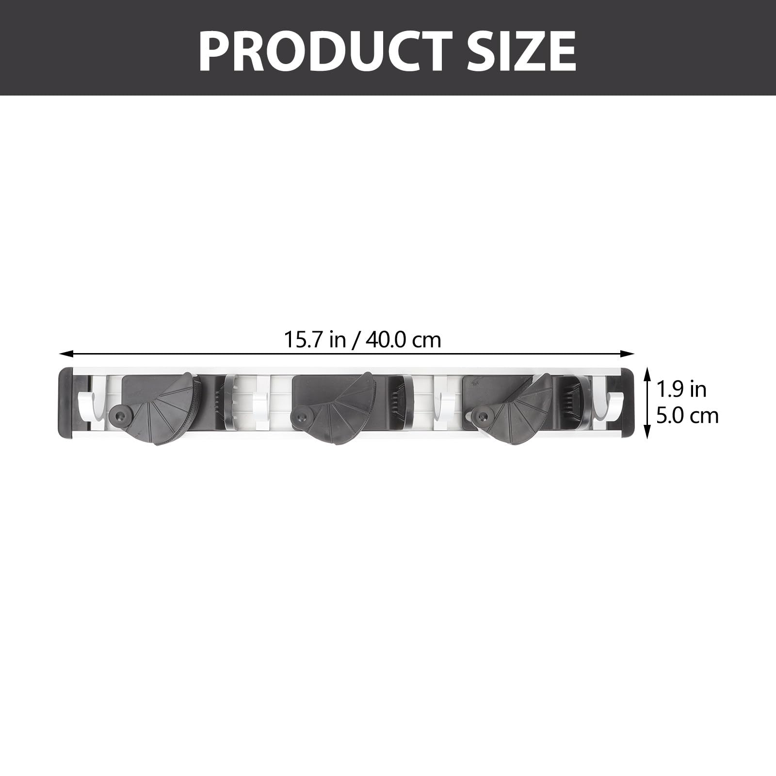 Punch free Wall Hanging Mop Holder with 4 Hooks Space Aluminum Mop and Broom Rack Black for Kitchen and Garage Storage Organizer