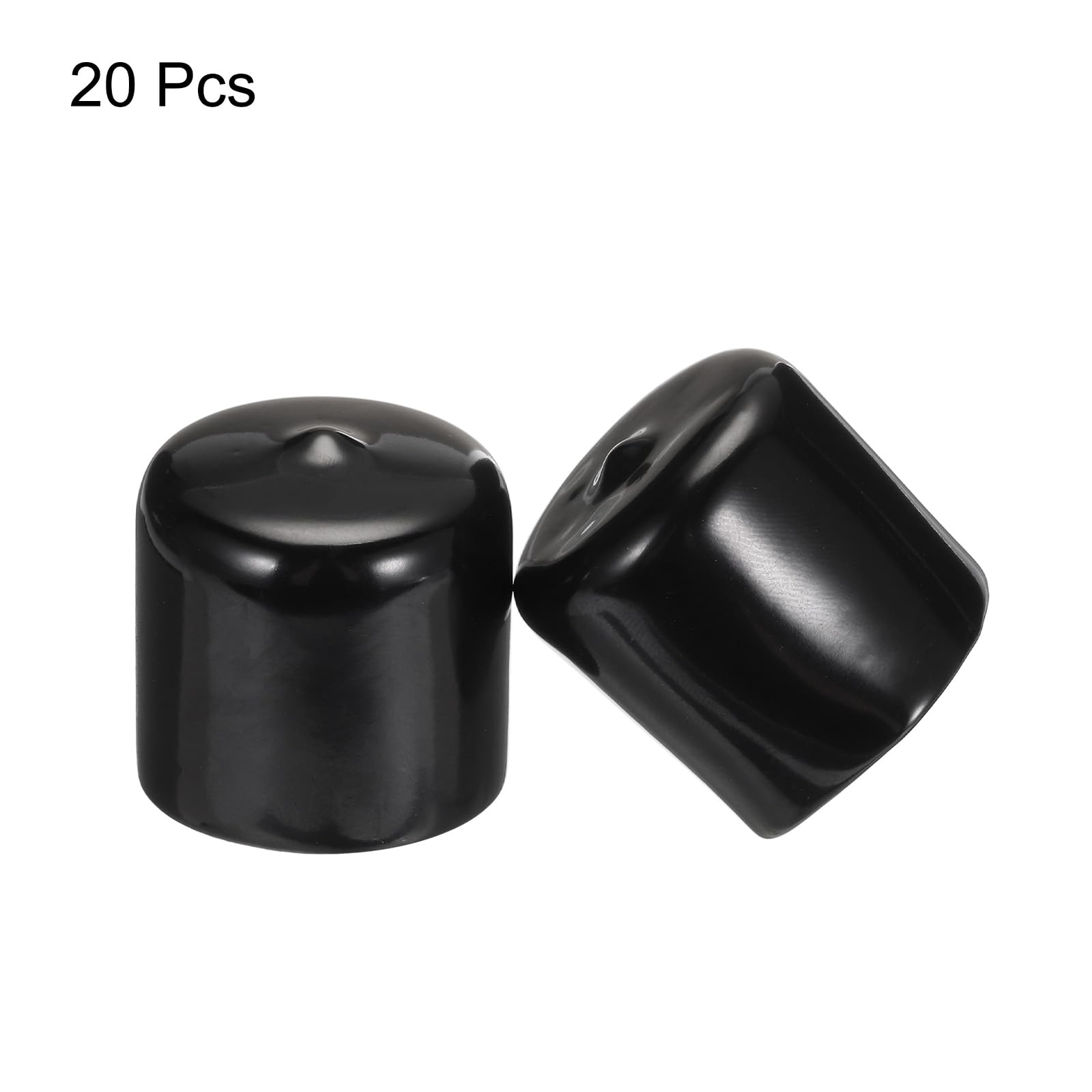 20pcs Rubber End Caps 33mm ID Vinyl PVC Round Tube Bolt Cap Cover Screw Thread Protectors Black