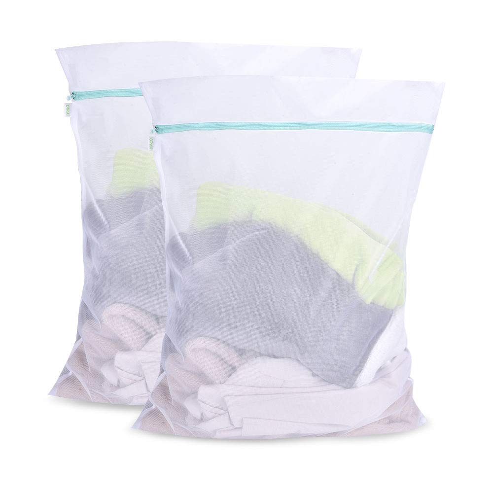Mesh Laundry Bag for Delicates 2 Pack Garment Wash Bag 24 x 32 inch Zippered Large Washing Machine Bags for Sweater Dirty Clothes Washer College Dorm Organizer Don't Drying (2 Count)