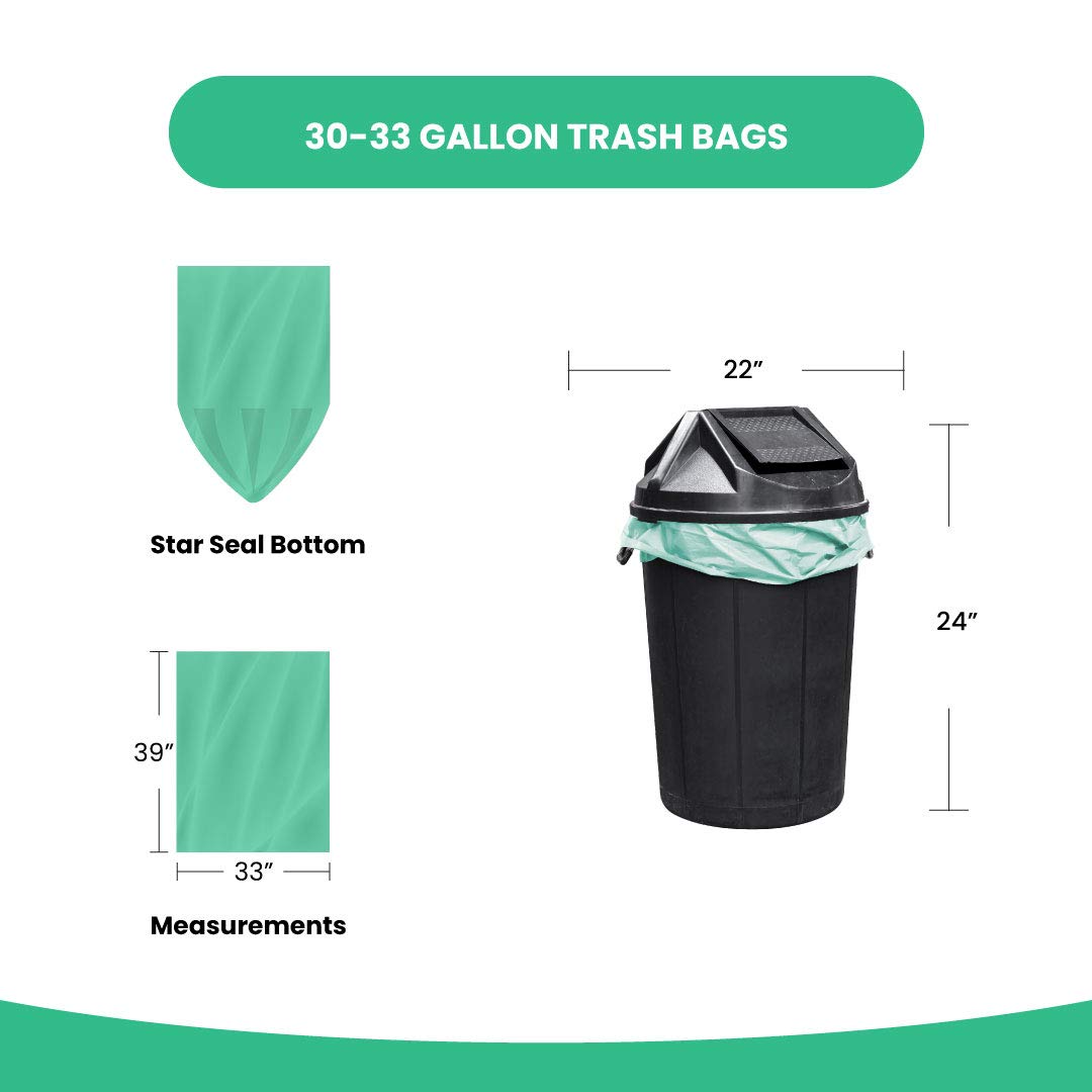 Compostable 33 Gallon Trash Bags (80 Count)