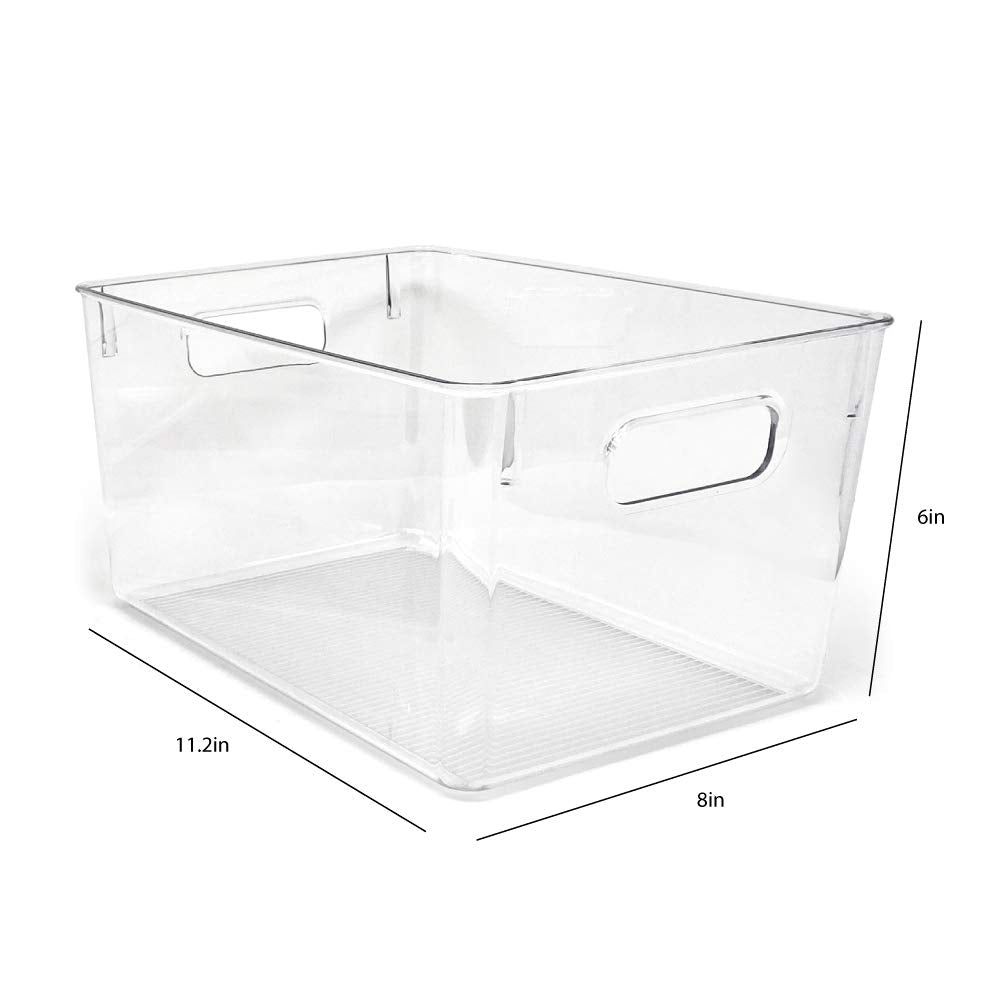 3 Pack Large Clear Storage Bins with Handles (3 Count)