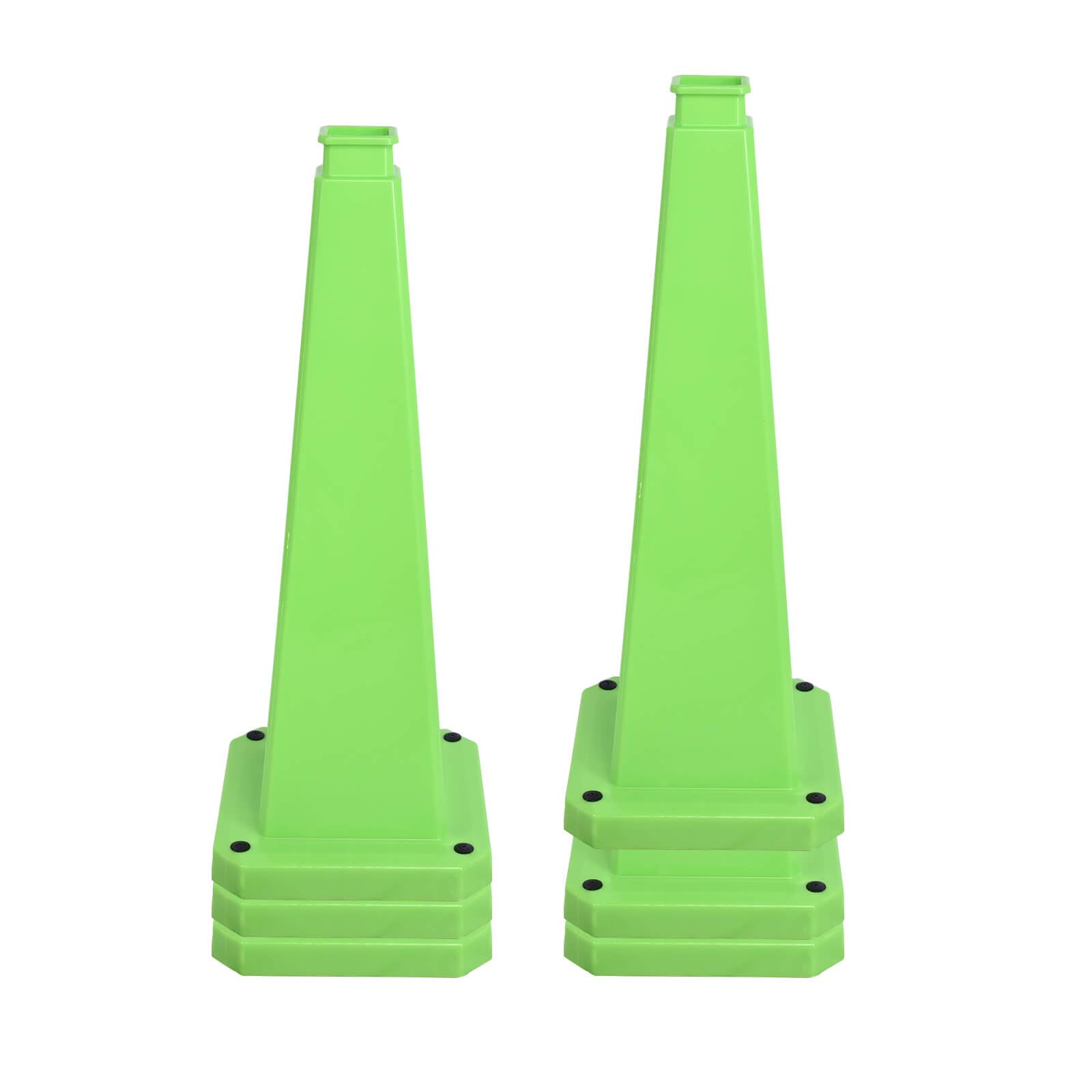 6 Pack 28 Inch Solid Green Traffic Cone