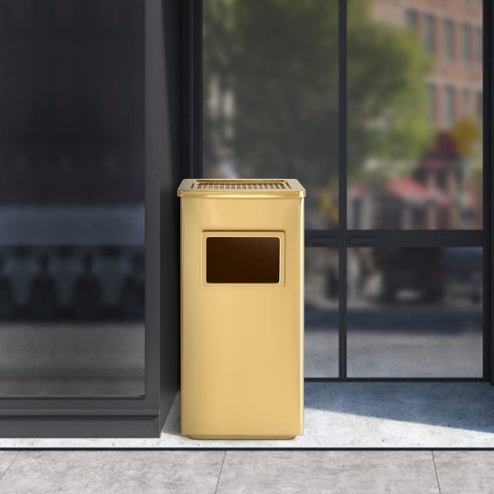 Gold Trash Can with Lid