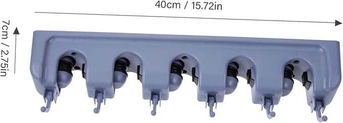 Multifunctional Grey Wall Mounted Mop and Broom Holder with Positions and Hooks Organizer for Home Accessories Easy Installation Load Capacity Per Hook