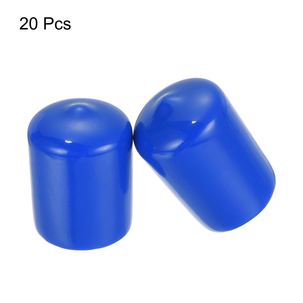 20pcs Rubber End Caps 20mm ID Vinyl Round Tube Bolt Cap Cover Screw Thread Protectors Blue