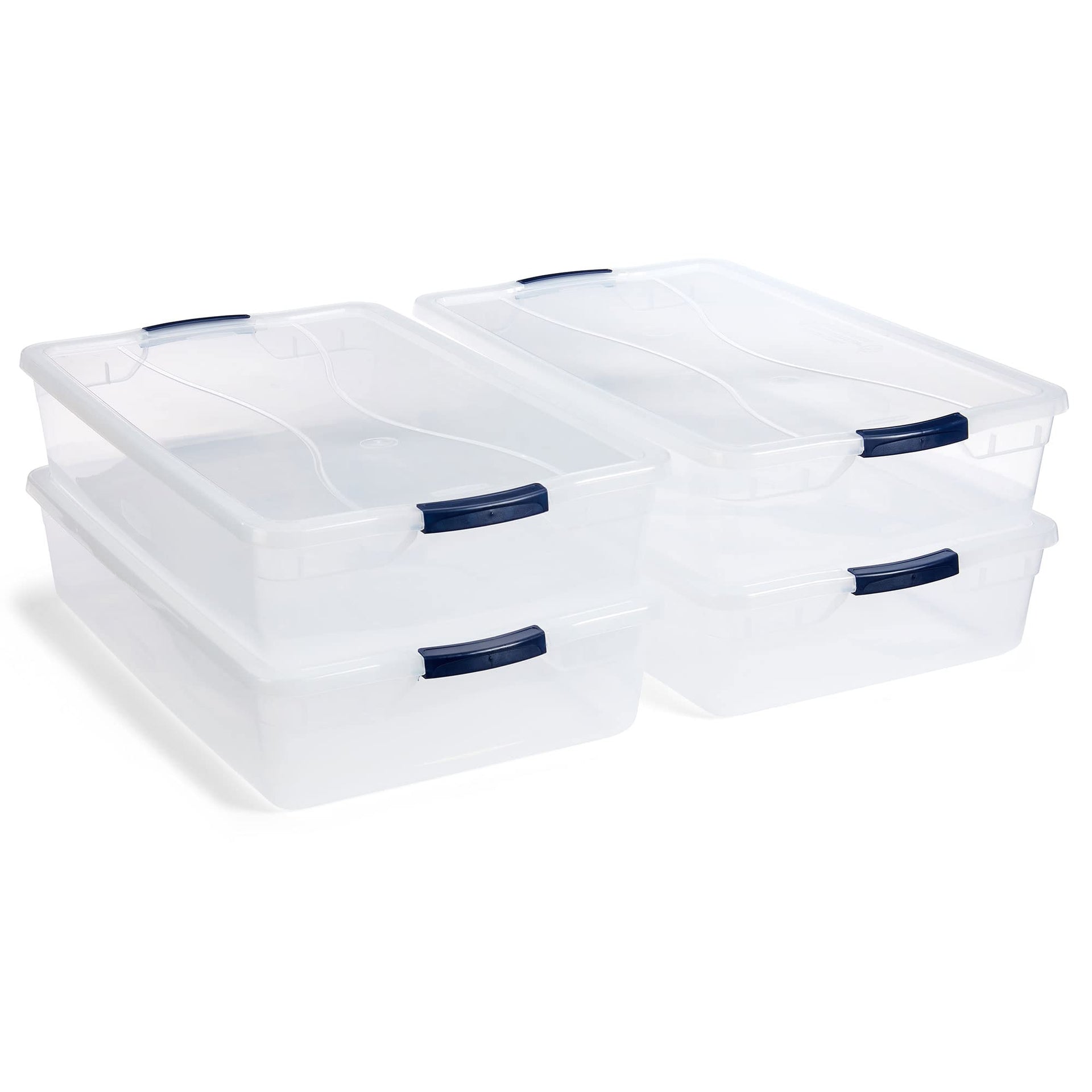 Cleverstore 42 Quart Stackable Plastic Storage Container Organizer Bin with Latching Lids for Garage (4 Count)