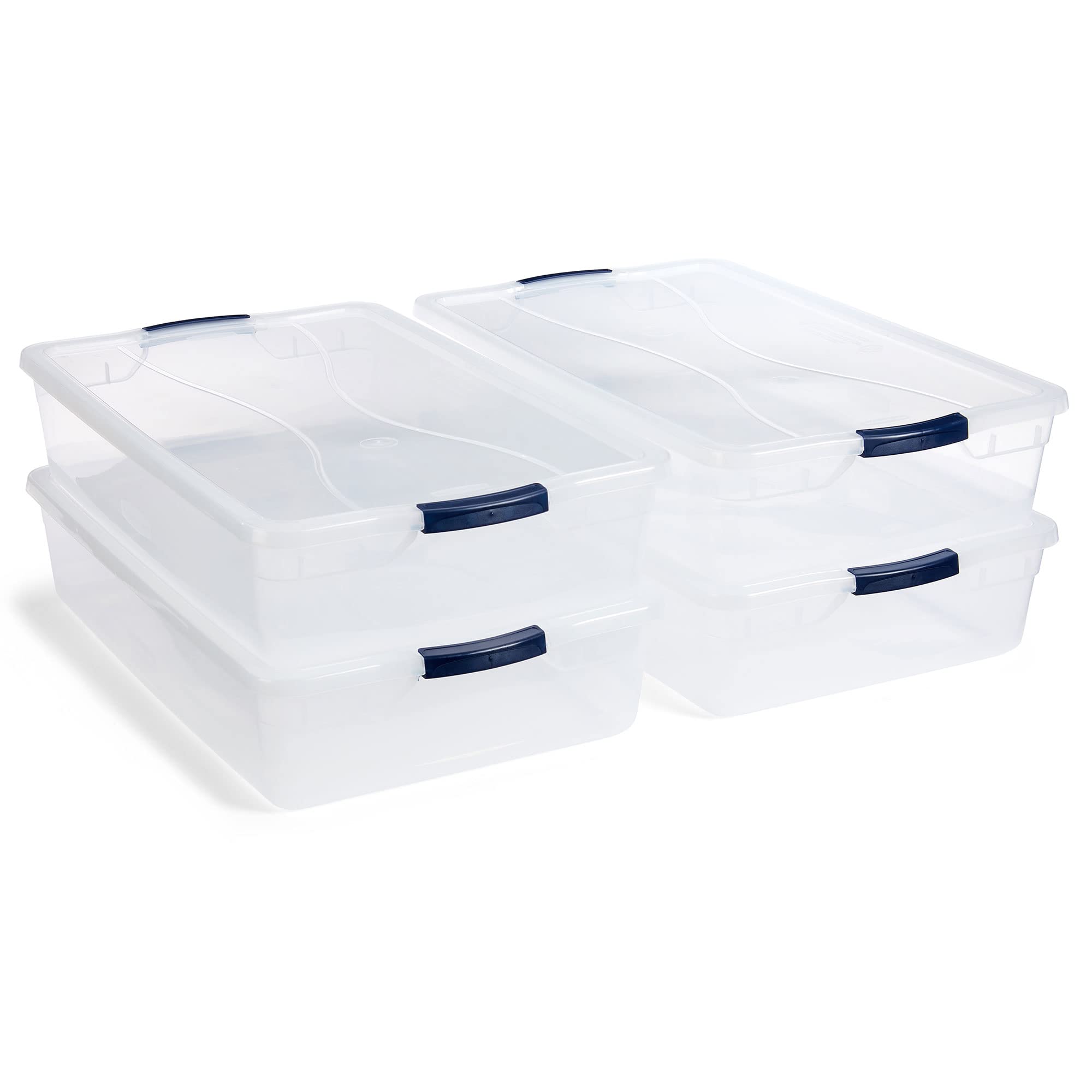 Cleverstore 42 Quart Stackable Plastic Storage Container Organizer Bin with Latching Lids for Garage (4 Count)