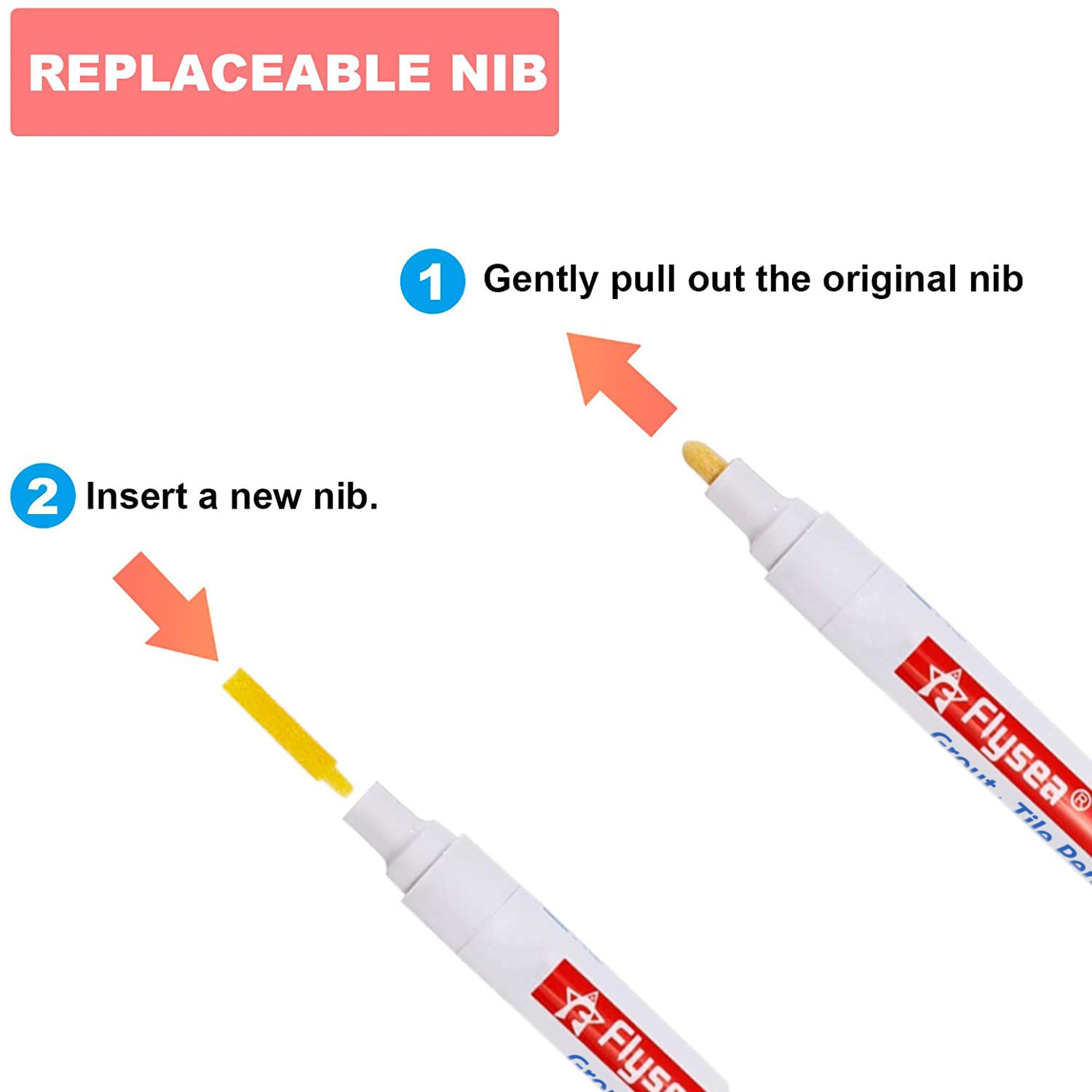 Grout Pen 12 Pack Water Based Tile Marker Repair Pens Professional for Bathroom (12 Count)