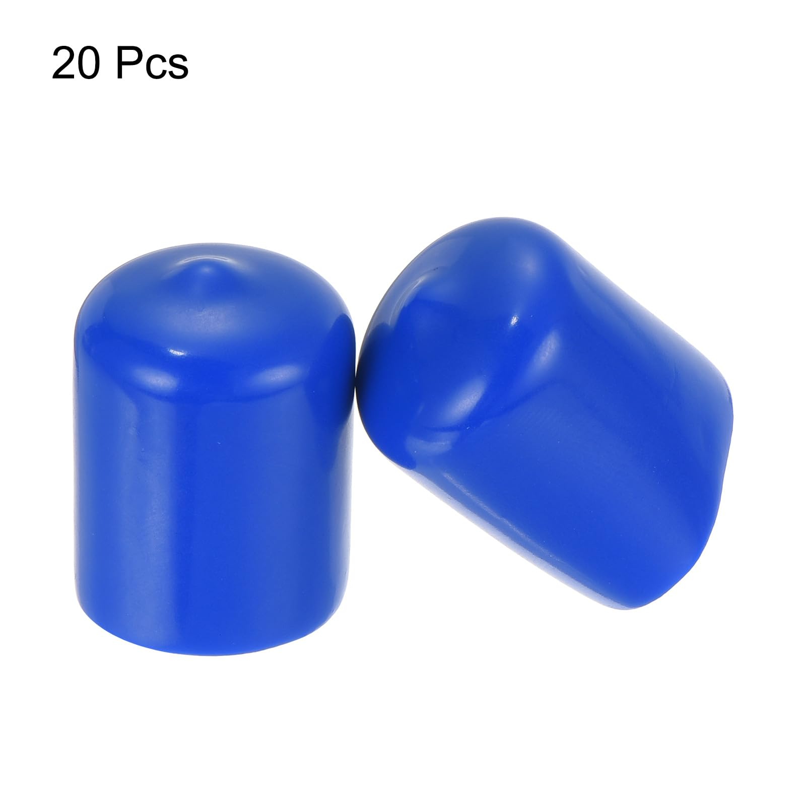 20pcs Rubber End Caps 21mm ID Vinyl Round Tube Bolt Cap Cover Screw Thread Protectors Blue