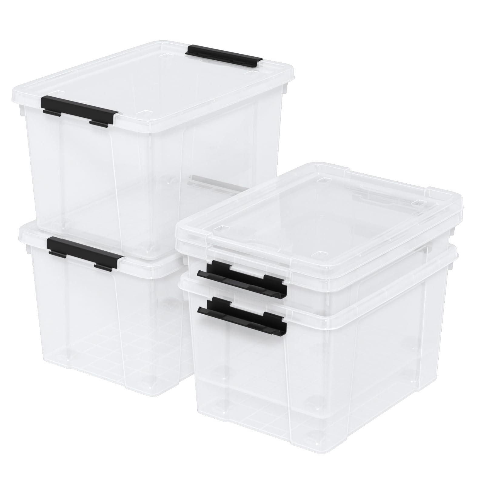 4 Pack 35 Qt Latching Storage Box with Wheels (4 Count)