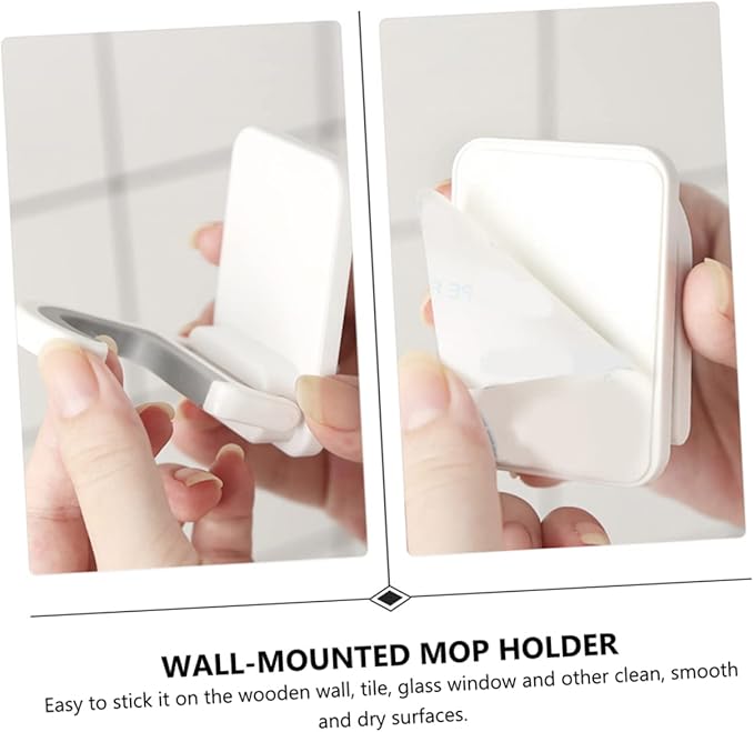 3pcs Wall Mounted Mop Holder Hooks Traceless Heavy Duty Broom Organizer Multifunctional Mop Hanger for Home Kitchen and Garage