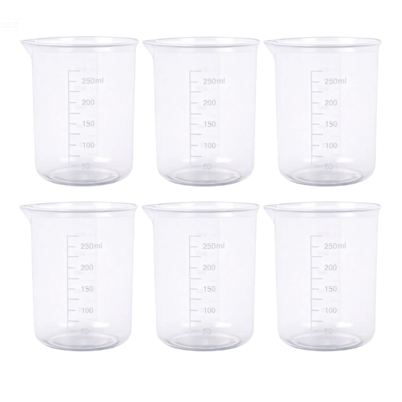 6 Pack Plastic Graduated Lab Beakers (6 Count)