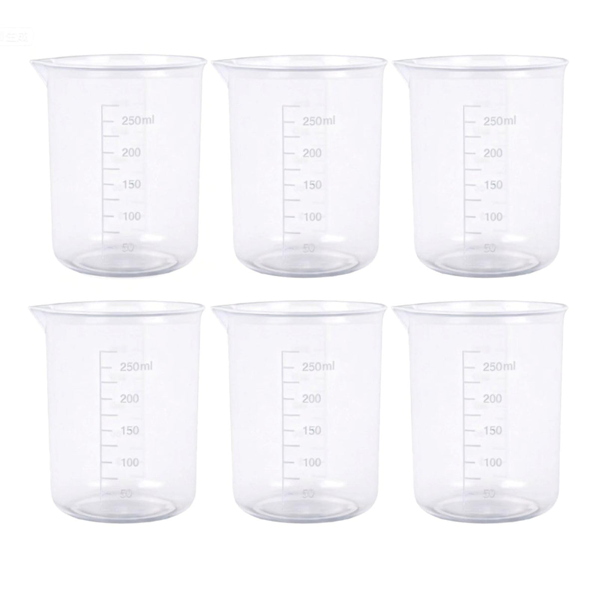 6 Pack Plastic Graduated Lab Beakers (6 Count)