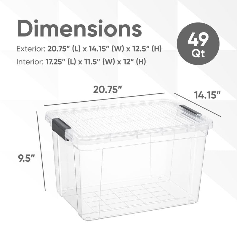 49 Quart Clear Plastic Storage Boxes with Lids (18 Count)