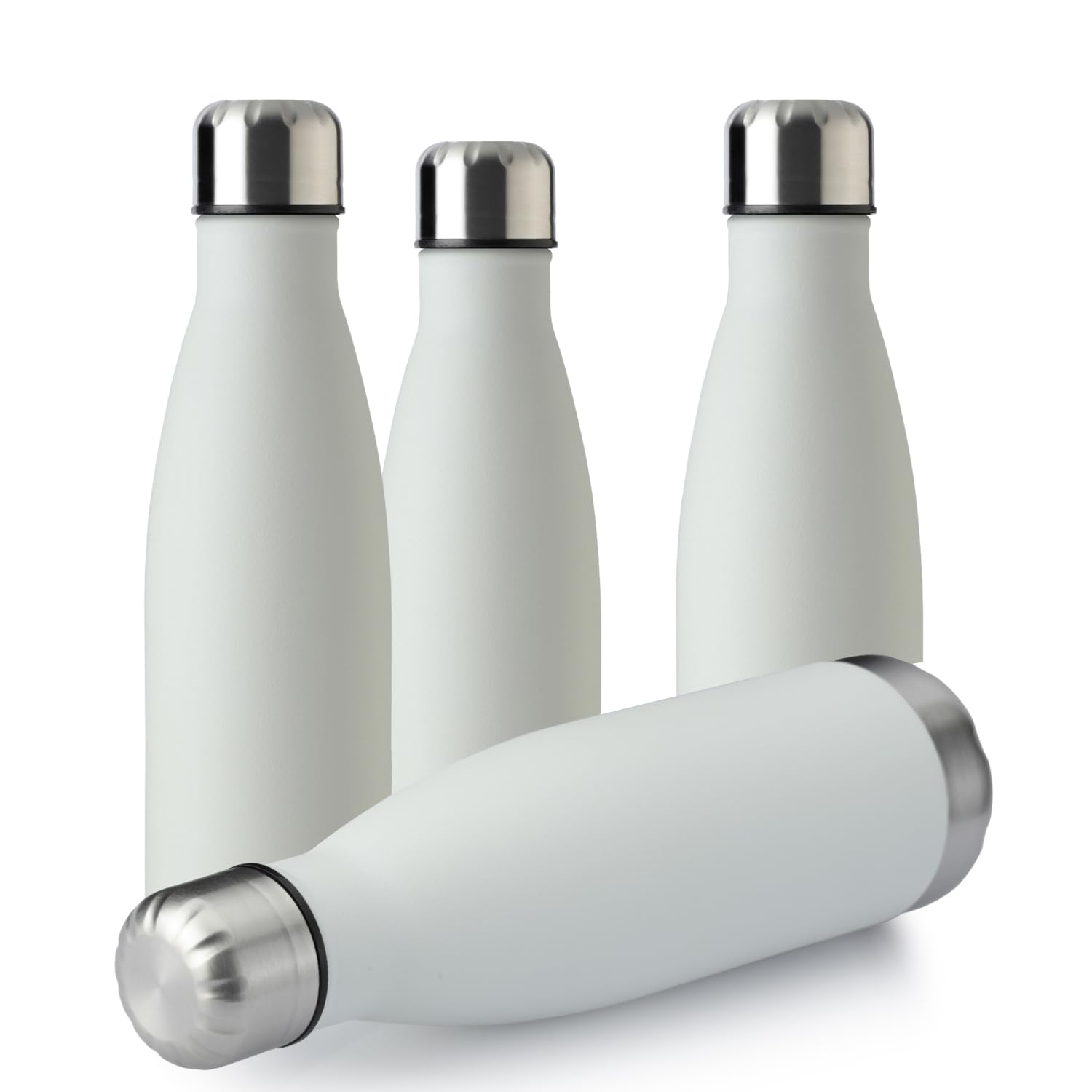 17oz Sport Water Bottle 4 Pack Vacuum Insulated Stainless Steel Leak (4 Count)