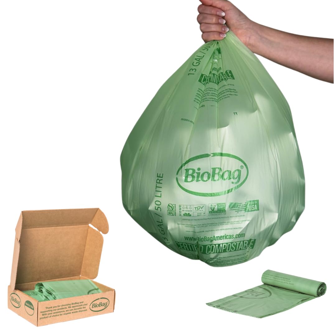 13 Gallon Tall Kitchen Compostable Trash Bags by BioBag (48 Count)