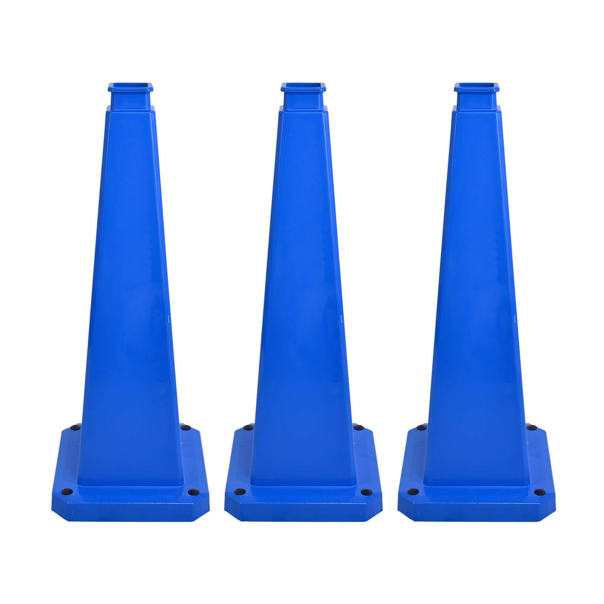 3 Pack 28 Inch Solid Blue Traffic Cone