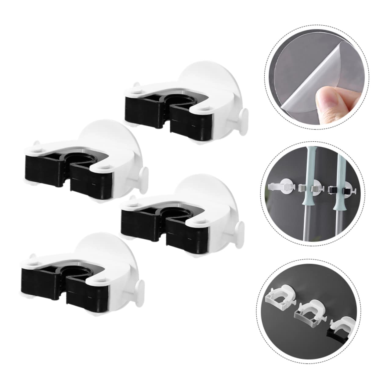 4pcs Wall Mounted Mop Holder Broom Hanger Mop Clip for Easy Installation Multi