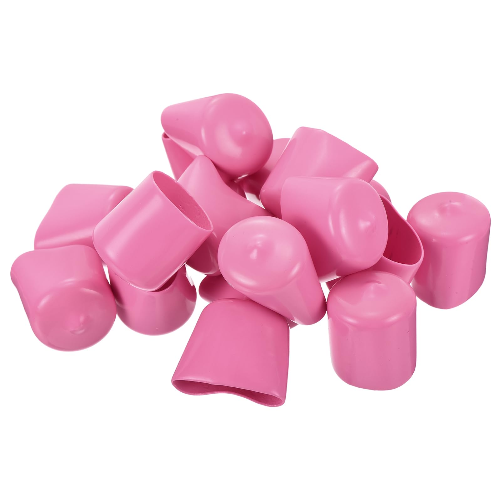 20pcs Rubber End Caps 24mm ID Vinyl PVC Round Tube Bolt Cap Cover Screw Thread Protectors Pink
