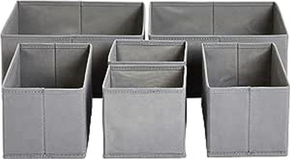 Collapsible Cloth Drawer Organizer Boxes for Socks (6 Count)