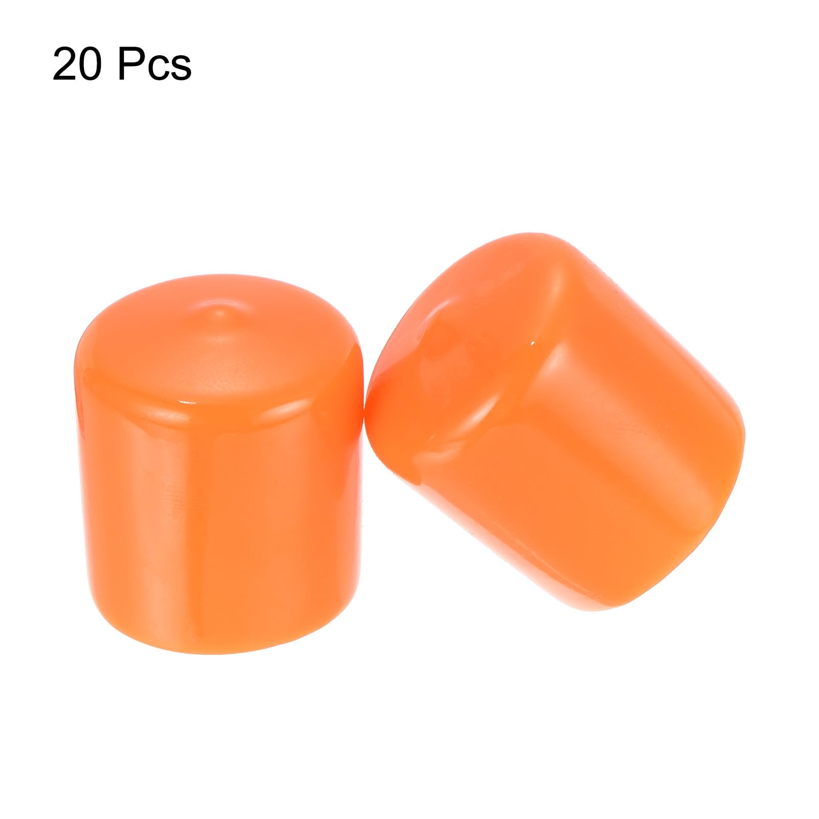 20pcs Rubber End Caps 30mm ID Vinyl Round Tube Bolt Cap Cover Screw Thread Protectors Orange