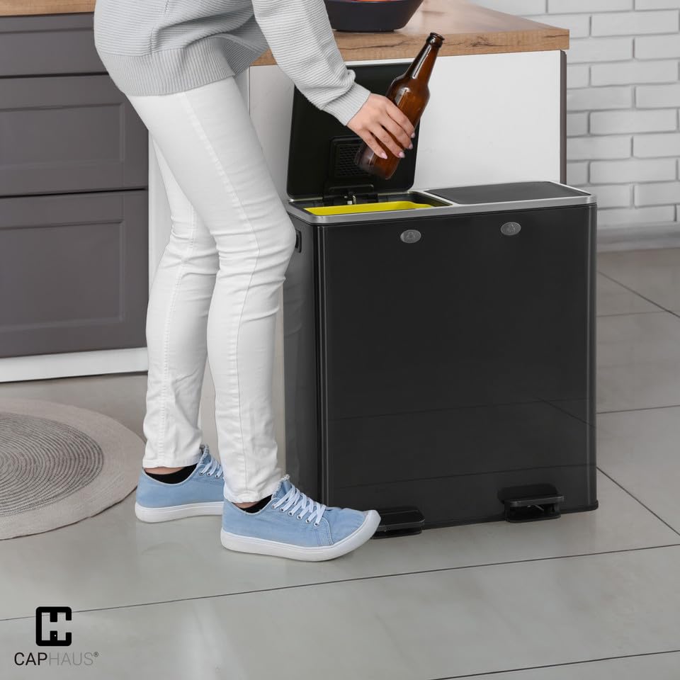 Black Dual Trash Can w (2 Count (25L each))