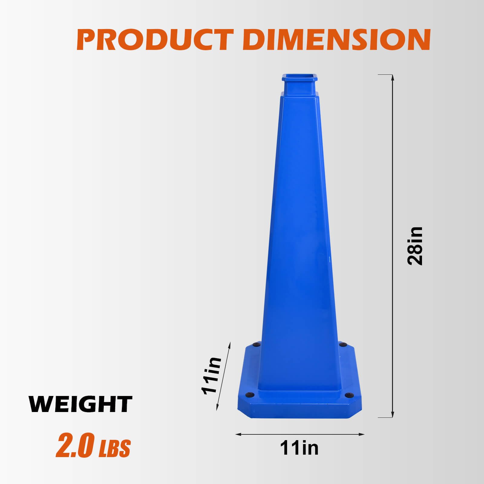 6 Pack 28 Inch Solid Blue Traffic Cone