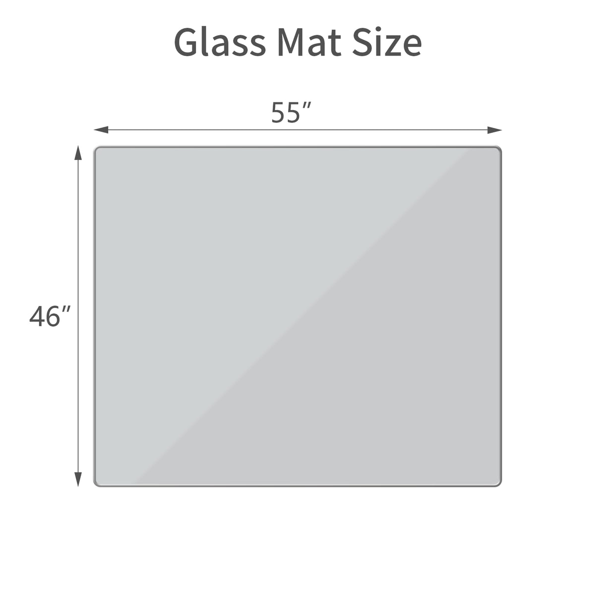 Tempered Glass] 46" x 55" Glass Office Chair Mat for Carpet