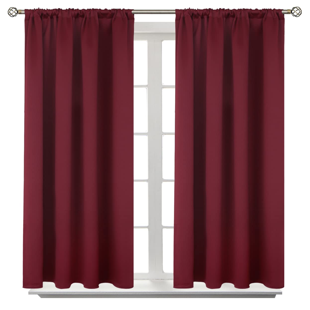 Burgundy Blackout Curtains 54 Inch Long for Bedroom