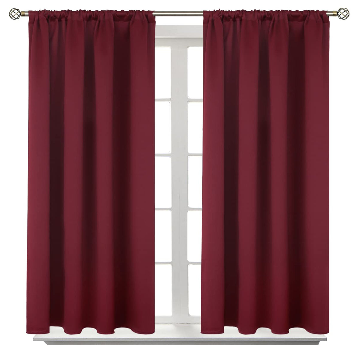 Short Burgundy Blackout Curtains 45 Inch Length
