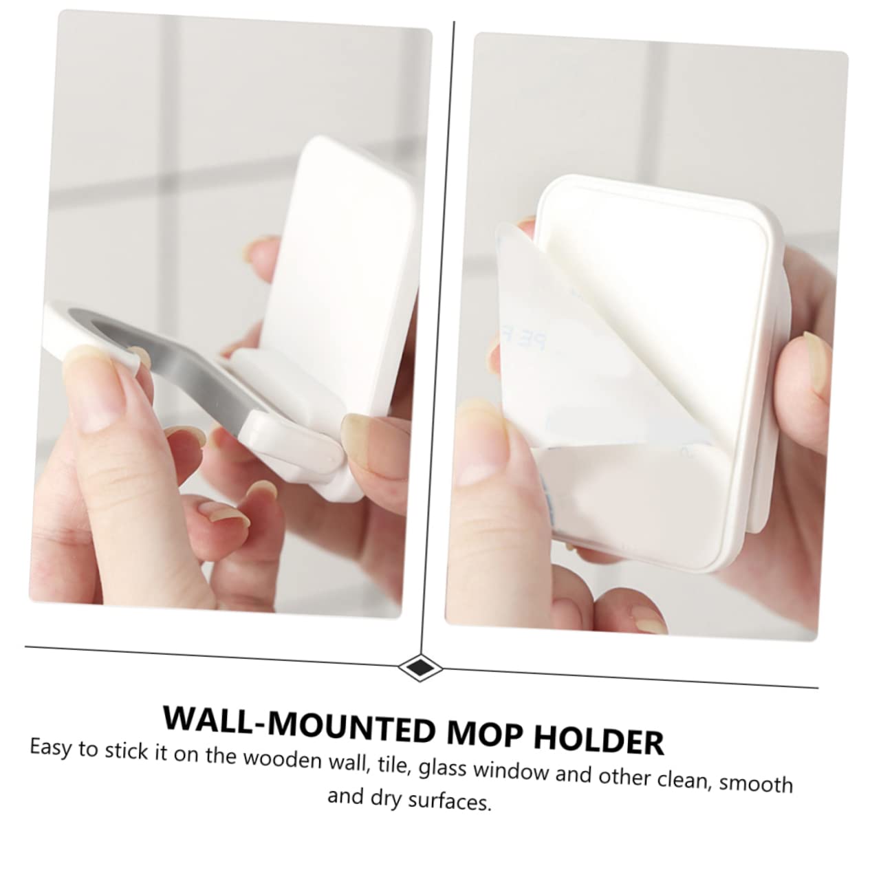 3pcs Punch Mop Holder Wall Mounted Broom Clips Multifunctional Mop Clip Organizer for Kitchen Bathroom Cleaning Supplies