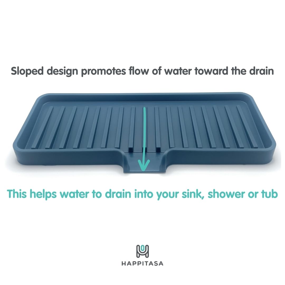Silicone Soap Dish Tray and Sponge Holder with Drain Chute