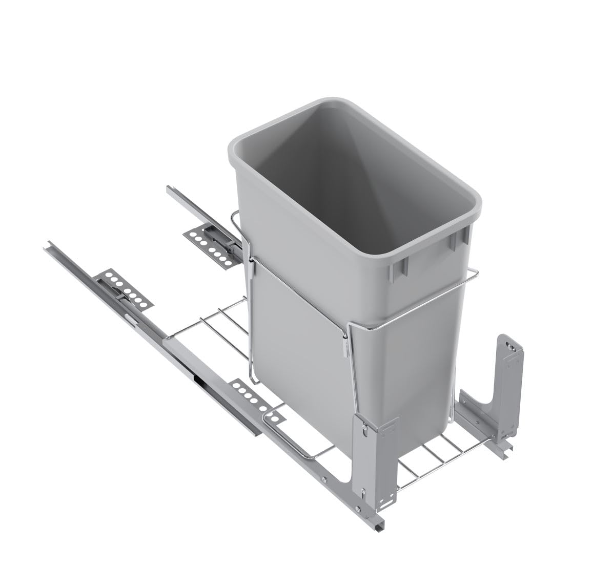 Dowell B15 Aluminum Base Wastebasket Pullout with Door Mount and 35Qt