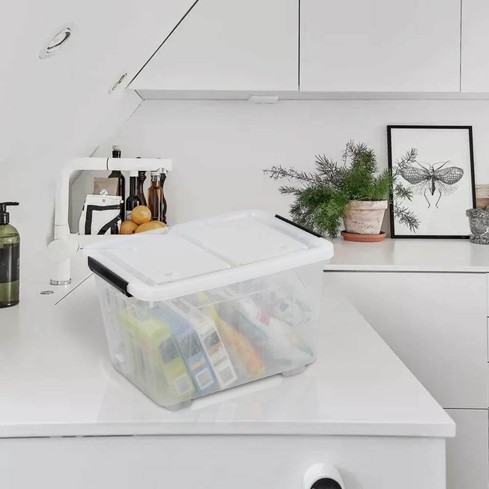 Clear Plastic Storage Bins with Wheels (4 Count)