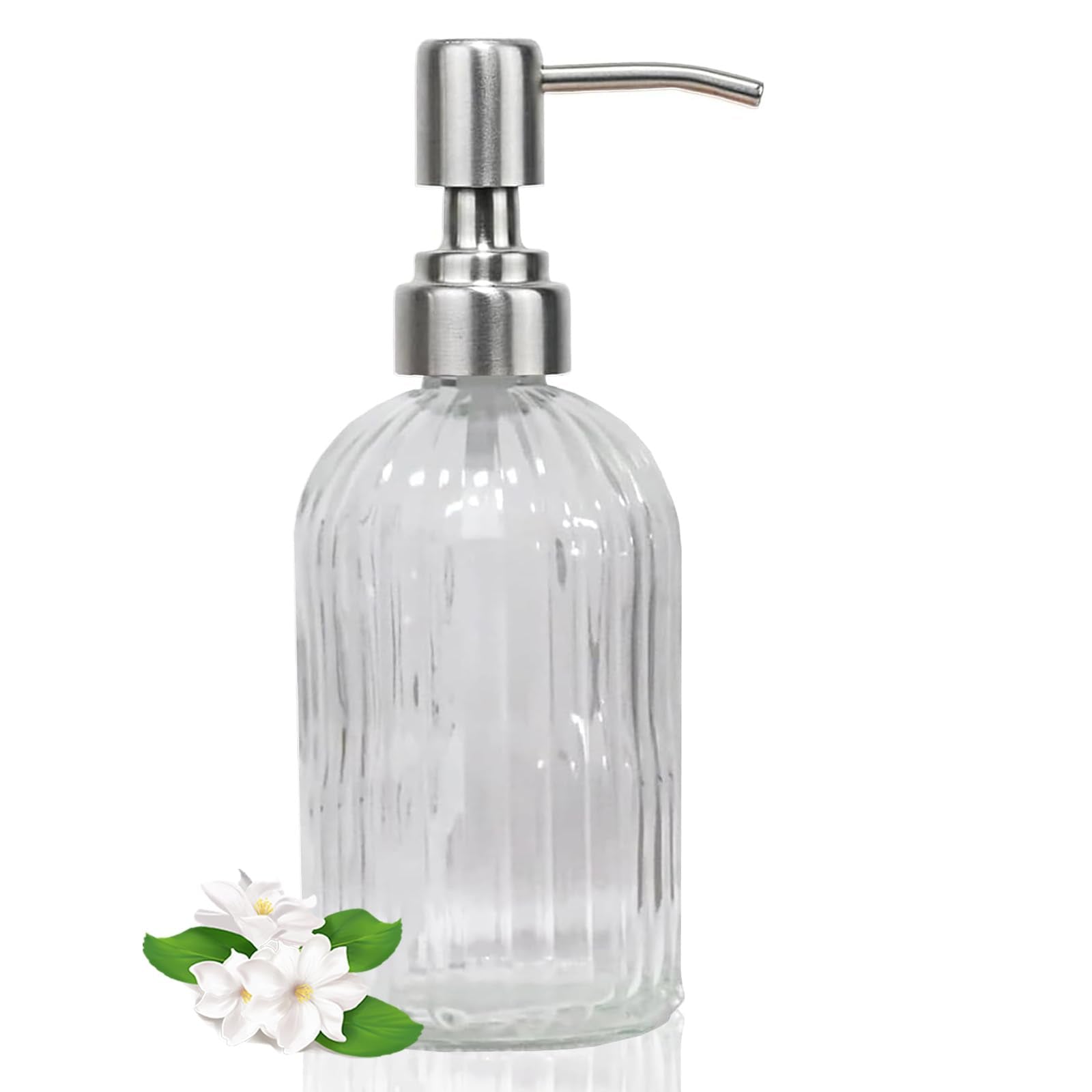 14Oz Clear Glass Soap Dispenser Bathroom